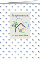 New Home Congratulations Blue Flower Little House card