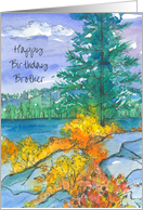 Happy Birthday Brother Mountain Lake Trees card