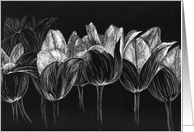 Black Tulip Flowers Black White Floral Blank card