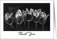 Thank You Tulip Flowers Black White Blank card