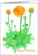 Happy Birthday Orange Ranunculus Flowers card