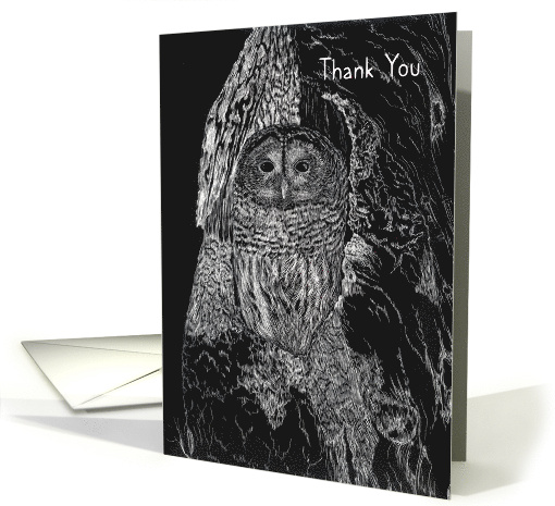 Thank You Owl In Tree Nature Black and White card (865671)