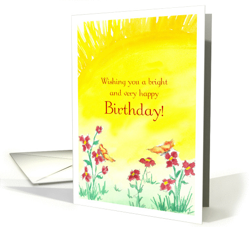 Happy Birthday Kids Yellow Sunshine Butterfly Meadow card (86597)