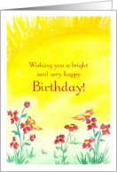 Happy Birthday Kids Yellow Sunshine Butterfly Meadow card