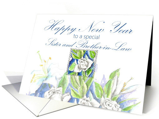Happy New Year Sister Brother in Law White Roses card (868446)