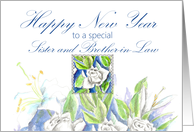 Happy New Year Sister Brother in Law White Roses card