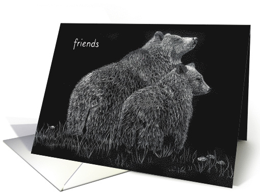 Friends Bears Meadow Wildlife Animal Drawing card (869666)