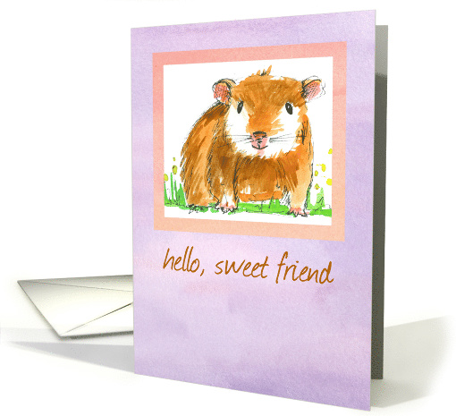 Hello Sweet Friend Guinea Pig Watercolor card (869678)