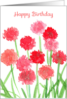 Happy Birthday Thrift Sea Pinks Watercolor Flowers card