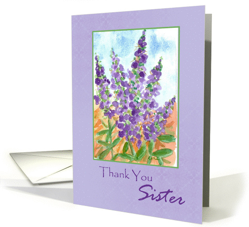 Thank You Sister Purple Lupines Watercolor card (878793)