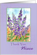 Thank You Niece Purple Lupines Watercolor card