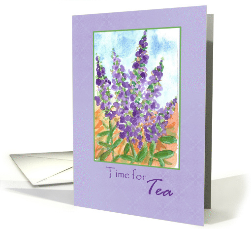 Time for Tea Purple Lupines Watercolor card (878799)