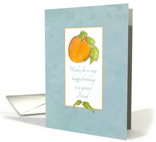 Happy Birthday Friend Apricot Fruit Watercolor Illustration card