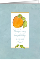 Happy Birthday Friend Apricot Fruit Watercolor Illustration card