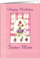 Happy Birthday Foster Mom Flower Bouquet Watercolor card