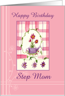 Happy Birthday Step Mom Flower Bouquet Watercolor card