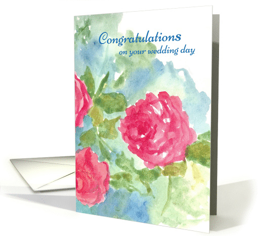 Congratulations On Your Wedding Day Pink Roses card (88631)