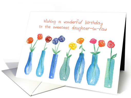 Happy Birthday Daughter-in-Law Roses In Vases card (887384)