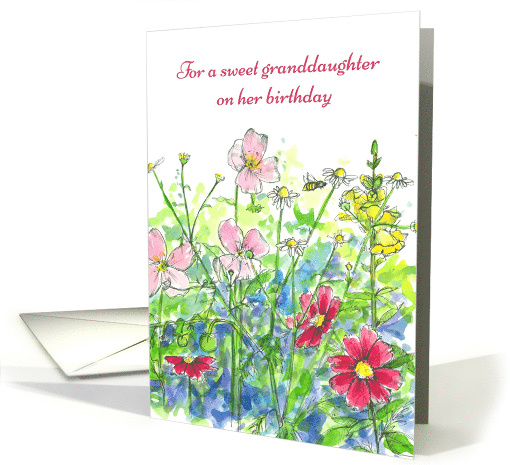 For A Sweet Granddaughter On Her Birthday Flowers card (887401)