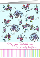 Happy Birthday Daughter Blue Roses Flower Drawing card