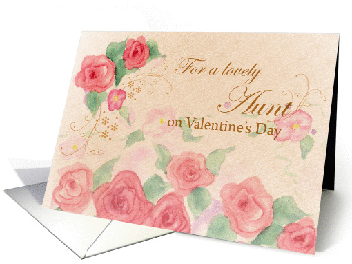 Aunt Valentine's Day Pink Rose Watercolor Art card (888464)