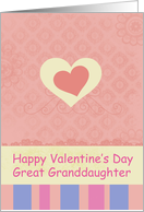 Happy Valentine’s Day Great Granddaughter Pink Heart card