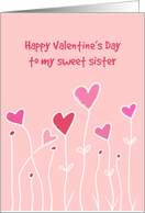 Happy Valentine’s Day Sweet Sister Pink Hearts card