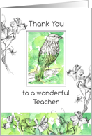 Teacher Appreciation Day Thank You Bird Sweet Pea Flowers card