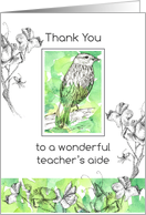 Teacher’s Aide Teacher Appreciation Day Thank You Bird card