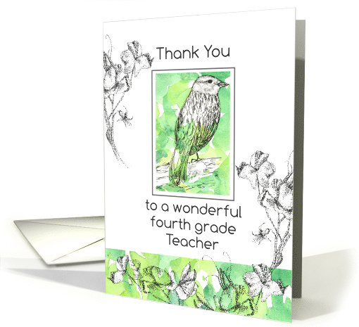 Fourth Grade Teacher Appreciation Day Thank You Bird card (893665)