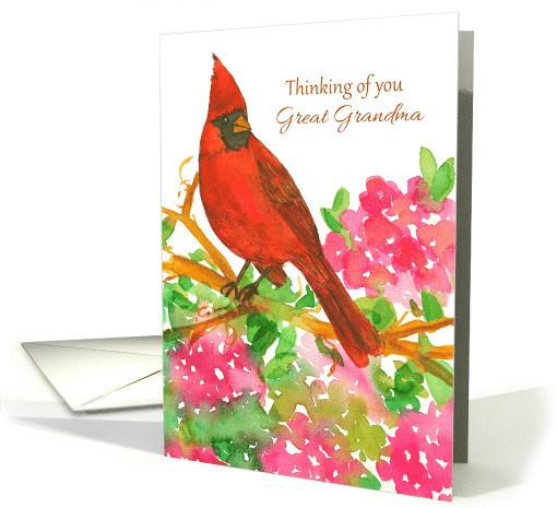 Thinking of You Great Grandma Cardinal Bird Rhododendron card (896595)