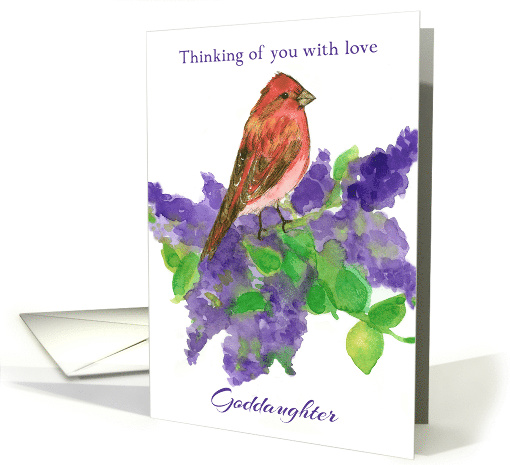 Thinking of You Goddaughter Purple Finch Bird Lilacs card (896600)