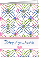 Thinking of You Daughter Floral Art Nouveau Pink Heart card