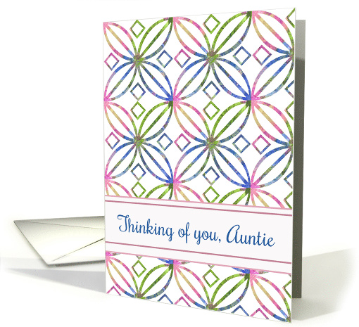 Thinking of You Auntie Floral Art Nouveau Geometric Pattern card