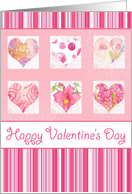 Happy Valentine’s Day Pink Flower Watercolor Heart Collage card