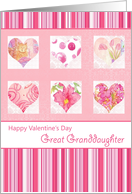 Happy Valentine’s Day Great Granddaughter Pink Flower Watercolor Heart Collage card