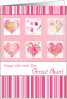 Happy Valentine’s Day Great Aunt Pink Flower Hearts card