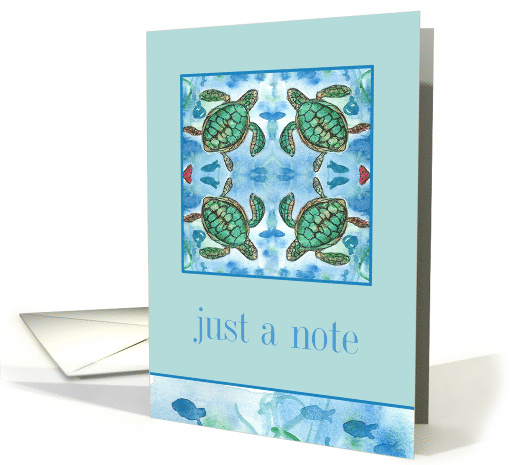 Just A Note Card Turtles Fish Sea Horse Watercolor card (898291)