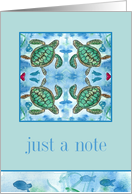 Just A Note Card Turtles Fish Sea Horse Watercolor card