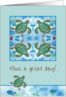 Have A Great Day Turtles Fish Sea Horse Watercolor card