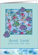 Good Luck New Job Turtles Fish Ocean Watercolor card