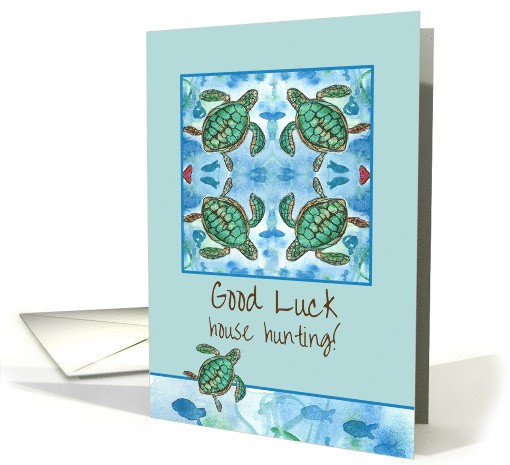 Good Luck House Hunting Turtles Fish Ocean Watercolor card (898332)