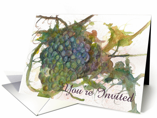 Dinner Party Invitation Grapes Vine Fruit Watercolor Art card (898552)