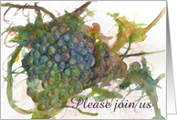 Wine Tasting Invitation Grapes Vine Fruit Watercolor Art card