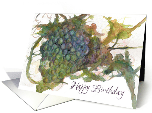 Happy Birthday Grapes Vines Fruit Fine Art card (898555)