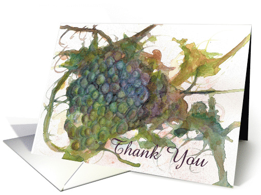 Thank you Grapes Vines Fruit Watercolor Blank card (898556)