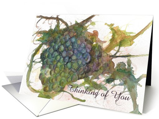 Thinking of You Grapes Vines Fruit Watercolor Art card (898559)