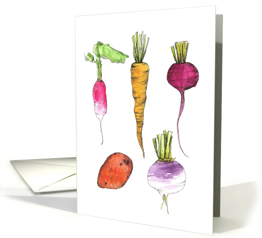 Carrot Beet Radish Potato Turnip Root Vegetables Blank card (898768)