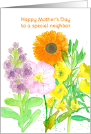 Happy Mother’s Day Neighbor Orange Gerbera Daisy Flower card