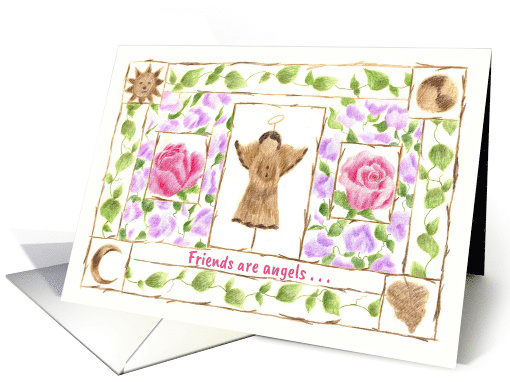 Friends Are Angels Sweet Peas Roses Garden card (90063)